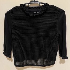 Zara Black Knit Textured crop top